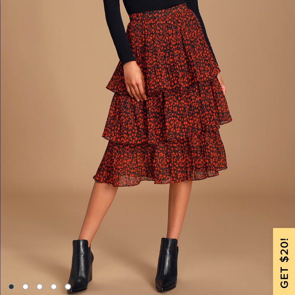Duarte Pleated Tiered Midi Skirt